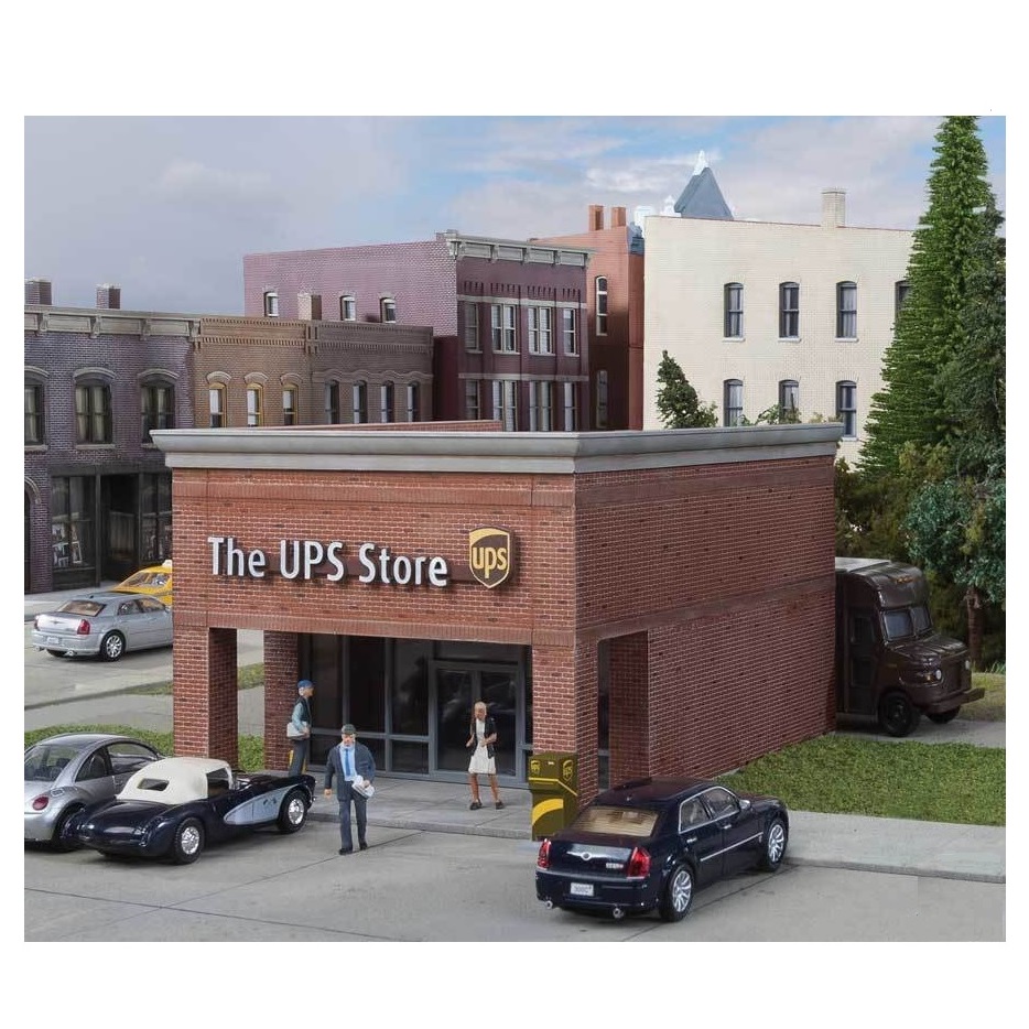 Officially Licensed Replicas Walthers Cornerstone 933-4112 187 HO Scale UPS STORE w 2 Dropboxes Easy-To-Build Structure Kit