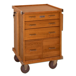 Oak 5-Drawer, Roller Cabinet